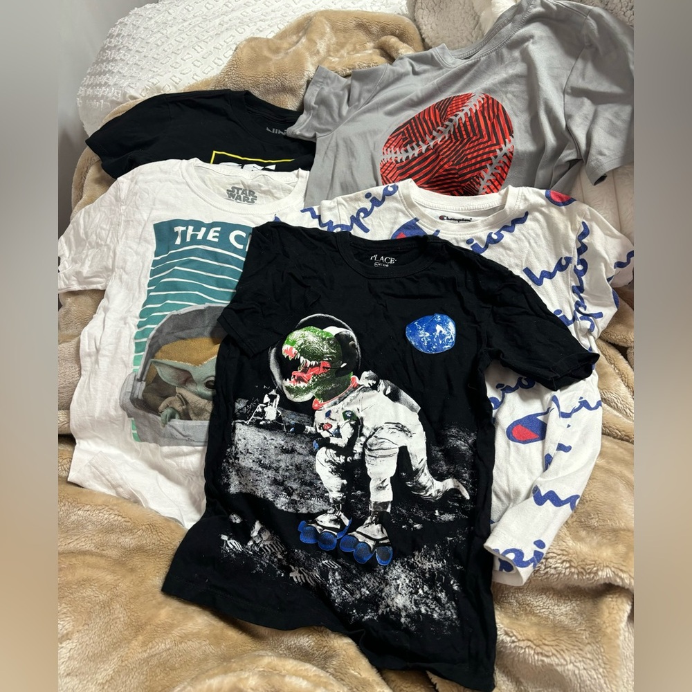 Kids Clothing Bundle Lot (10 Boys Shirts) Nike Marvel Champion